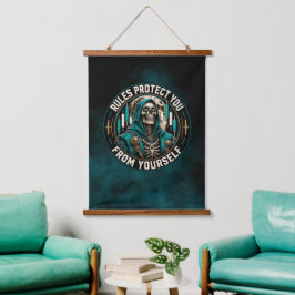 Regels Beschermen Je Tegen Jezelf Teal Smoke Reape Hangend Wandkleed