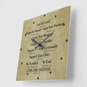 Regels betreffende de bijbelse versie vierkante klok (Hoek)