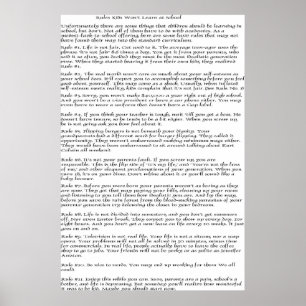 Regels die Kinderen niet willen leren Poster