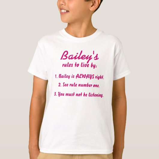 Regels van Bailey T-shirt (Voorkant)