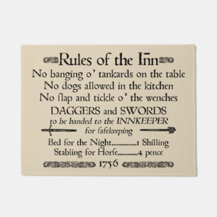 Regels van de Inn, 18e eeuwse Innkeeper Sign. Deurmat