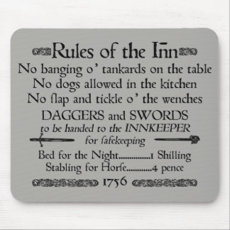 Regels van de Inn, 18e eeuwse Innkeeper Sign. Muismat