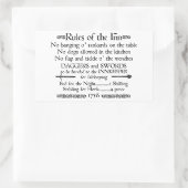 Regels van de Inn, 18e eeuwse Innkeeper Sign. Rechthoekige Sticker (Tas)