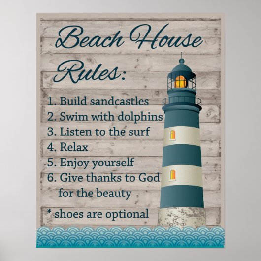 Regels van het Huis van Beach Poster (Voorkant)