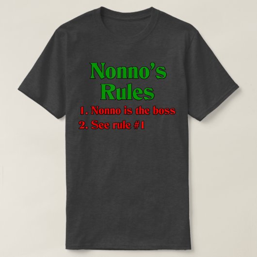 Regels van Nonno (Italiaanse grootvader) T-shirt (Design voorkant)