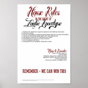 Regels van Zombie Apocalypse House Poster