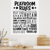 Regels voor afspeelruimte zwart/wit poster (Keuken)