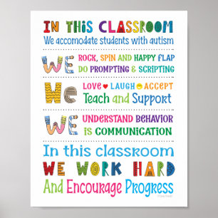 Regels voor Autism-leraar leslokaal Poster