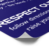 Regels voor blauw en wit klaslokaal poster (Hoek)