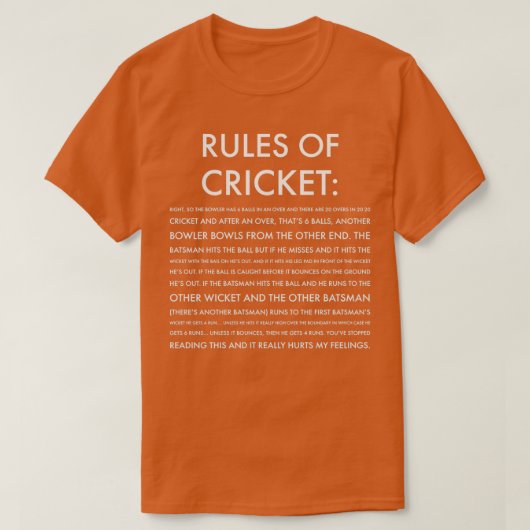 Regels voor cricket Funny T-shirt (Design voorkant)