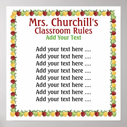 Regels voor de klaslokalen van leraren door SRF Poster (Voorkant)