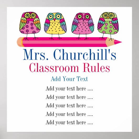 Regels voor de klaslokalen van leraren poster (Voorkant)