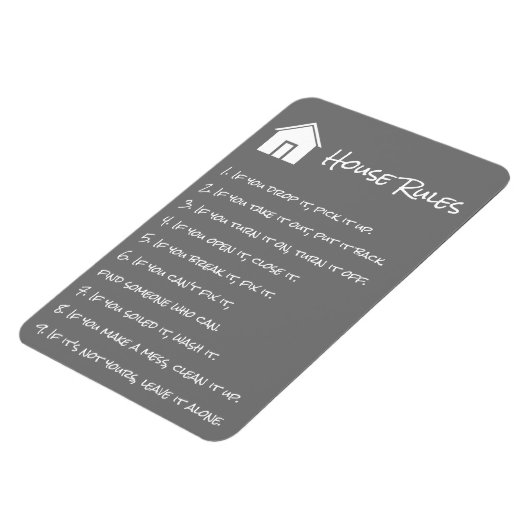 Regels voor grijs en wit huis magneet (Linkerzijde)