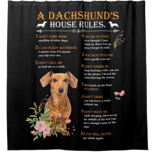 Regels voor het Dachshund-huis Douchegordijn (Voorkant)