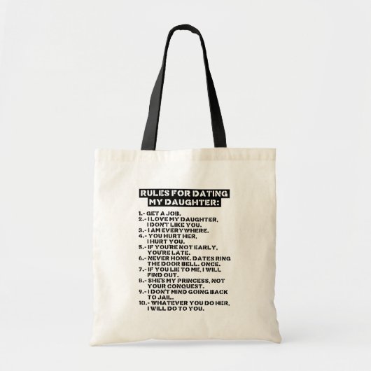 Regels voor het daten van mijn dochter tote bag (Voorkant)
