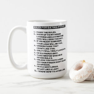 Regels voor het daten van mijn zoon koffiemok