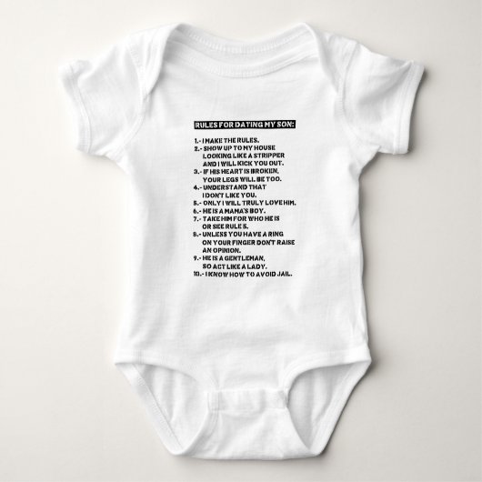 Regels voor het daten van mijn zoon romper (Voorkant)