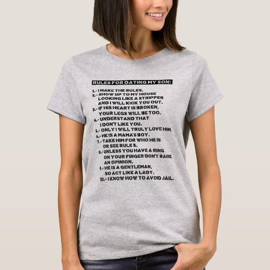 Regels voor het daten van mijn zoon t-shirt (Voorkant)