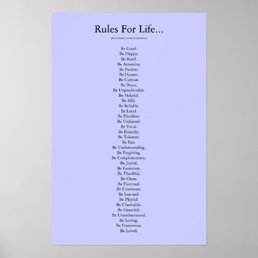 Regels voor het leven... - Blauw Poster (Voorkant)