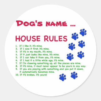 Regels voor honden ronde sticker