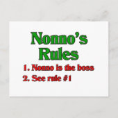 Regels voor nonno (Italiaanse grootvader) Briefkaart (Voorkant)