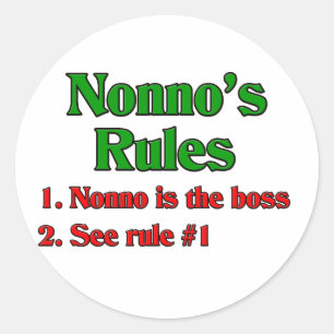 Regels voor nonno (Italiaanse grootvader) Ronde Sticker