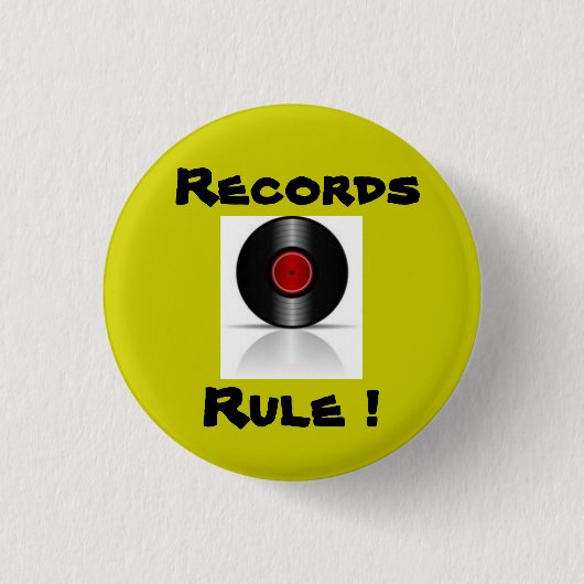 Regels voor records! ronde button 3,2 cm (Voorkant)