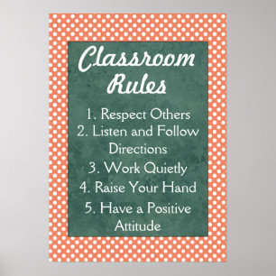 Regels voor rode en witte poka Dots Classroom Poster