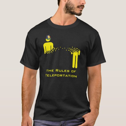 Regels voor teleportatie donker t-shirt (Voorkant)