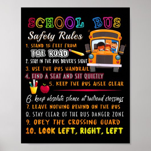 Regels voor veiligheid in de schoolbus poster (Voorkant)