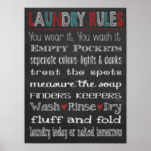 Regels voor waskamer — bord poster