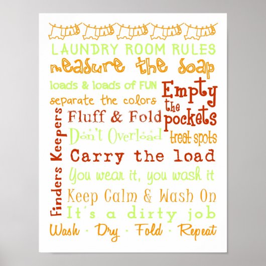 Regels voor wasruimte poster (Voorkant)