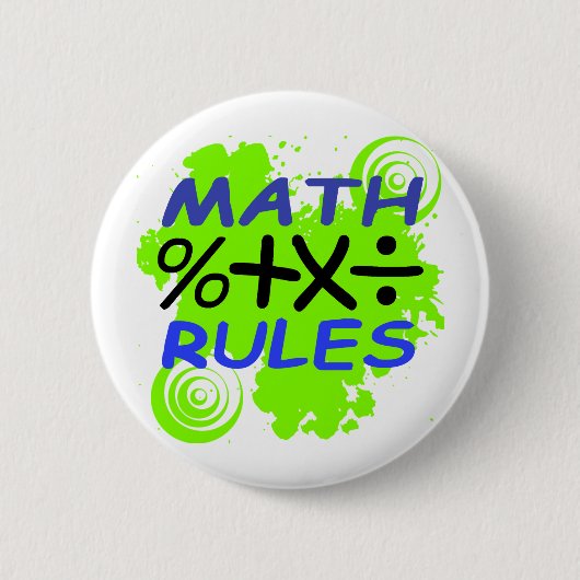 Regels voor wiskunde ronde button 5,7 cm (Voorkant)