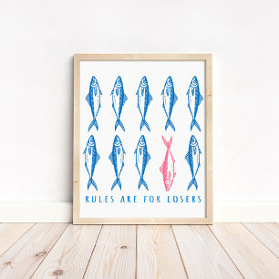"Regels zijn voor Losers" Grappige Boho Kust Muur  Poster