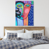 Regen Abstract Digitaal Schilderen van een Vrouw Canvas Afdruk (Insitu (Slaapkamer))