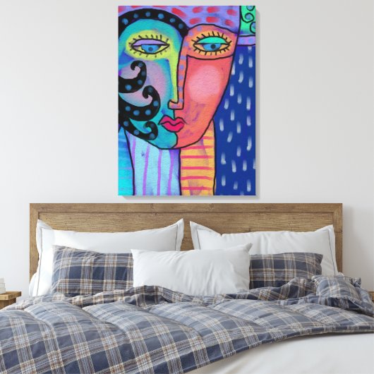 Regen Abstract Digitaal Schilderen van een Vrouw Canvas Afdruk (Insitu (Slaapkamer))