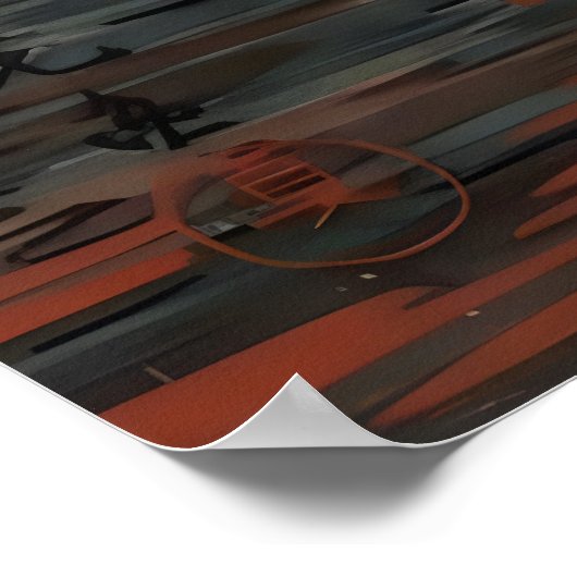 Regen bij Asakusa Kannon Tempel 1933 Poster (Hoek)