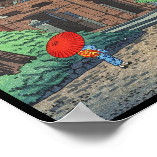 Regen bij Enryakuji Temple Asano Takeji shin hanga Poster (Hoek)