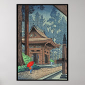 Regen bij Enryakuji Temple Asano Takeji shin hanga Poster (Voorkant)