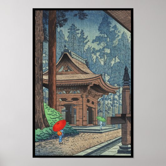 Regen bij Enryakuji Temple Asano Takeji shin hanga Poster (Voorkant)