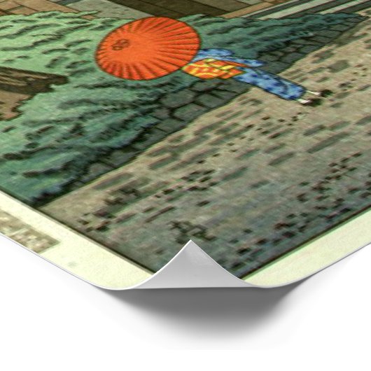 Regen bij Enryakuji Temple Shin Hanga Print (Hoek)