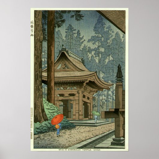 Regen bij Enryakuji Temple Shin Hanga Print (Voorkant)