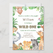 Regen Bos Dieren Wild Een Eerste Verjaardag Magnetische Uitnodiging (Voorkant)