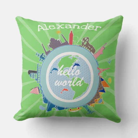 Regen, cloud Hallo wereld elke aangepaste kleurenp Kussen (Voorkant)