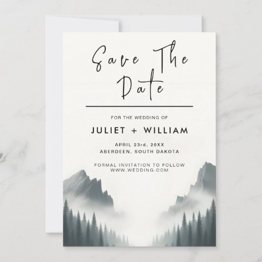 Regen Cloud Natuur Smoky Mountain Bruiloft Save The Date (Voorkant)