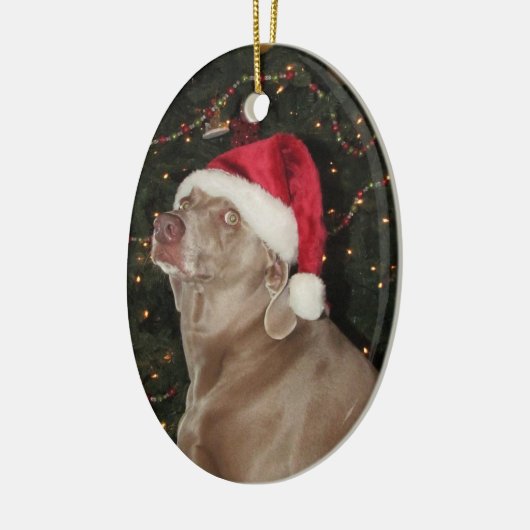 Regen de Weimaraner - een kerstversiering Keramisch Ornament (Links)