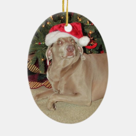 Regen de Weimaraner - een kerstversiering Keramisch Ornament (Achterkant)