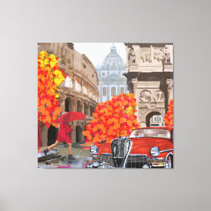 Regen doordrenkte Rome Vintage Poster Canvas Afdruk