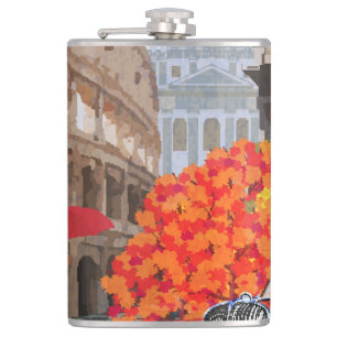 Regen doordrenkte Rome Vintage Poster Heupfles