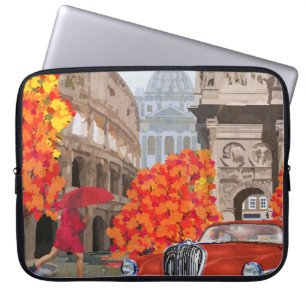 Regen doordrenkte Rome Vintage Poster Laptop Sleeve
